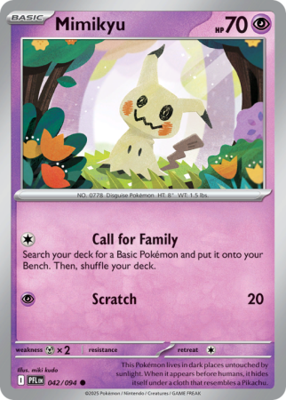 Pokémonkaart Mimikyu nummer 42/94 uit de set Phantasmal Flames (Mega Evolution)