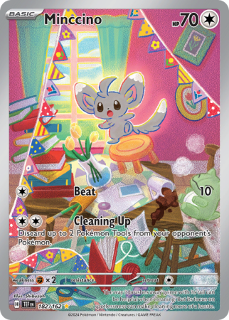 Pokémonkaart Minccino nummer 182/162 uit de set Temporal Forces (Scarlet & Violet)
