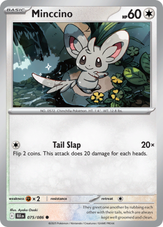 Pokémonkaart Minccino nummer 75/86 uit de set Black Bolt (Scarlet & Violet)