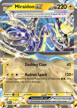 Pokémonkaart Miraidon ex nummer 73/217 uit de set Ascended Heroes (Mega Evolution)