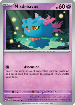 Pokémonkaart Misdreavus nummer 85/217 uit de set Ascended Heroes (Mega Evolution)