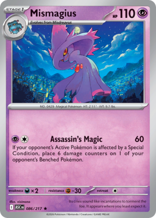 Pokémonkaart Mismagius nummer 86/217 uit de set Ascended Heroes (Mega Evolution)