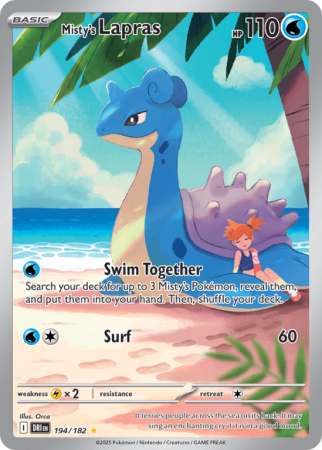 Pokémonkaart Misty's Lapras nummer 194/182