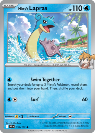 Pokémonkaart Misty's Lapras nummer 50/182