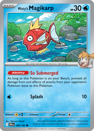 Pokémonkaart Misty's Magikarp nummer 48/182 uit de set Destined Rivals (Scarlet & Violet)