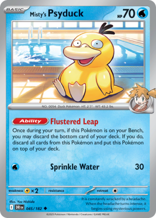 Pokémonkaart Misty's Psyduck nummer 45/182 uit de set Destined Rivals (Scarlet & Violet)