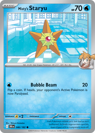 Pokémonkaart Misty's Staryu nummer 46/182 uit de set Destined Rivals (Scarlet & Violet)