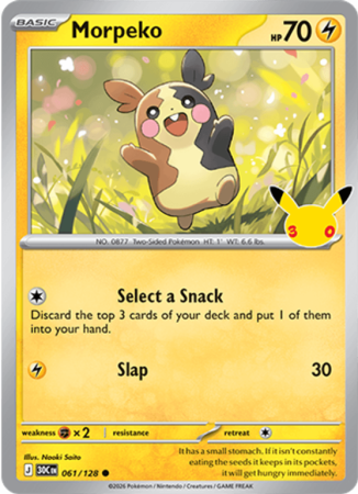 Pokémonkaart Morpeko nummer 061/128 uit de set 30th Celebration (Mega Evolution)