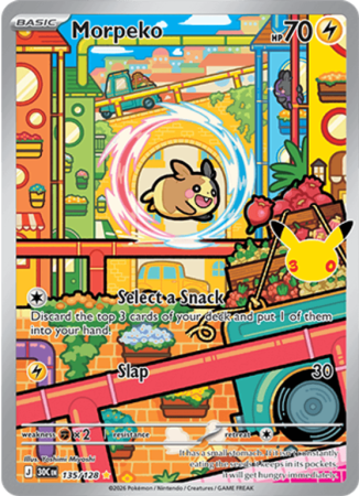 Pokémonkaart Morpeko nummer 135/128 uit de set 30th Celebration (Mega Evolution)