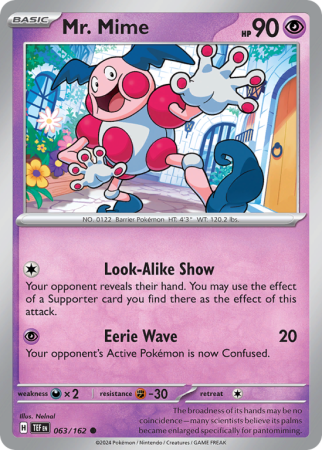 Pokémonkaart Mr. Mime nummer 63/162 uit de set Temporal Forces (Scarlet & Violet)