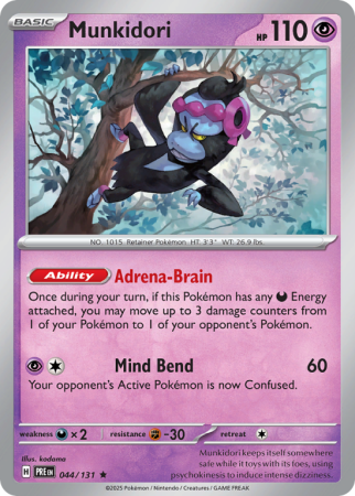 Pokémonkaart Munkidori nummer 44/131 uit de set Prismatic Evolutions (Scarlet & Violet)