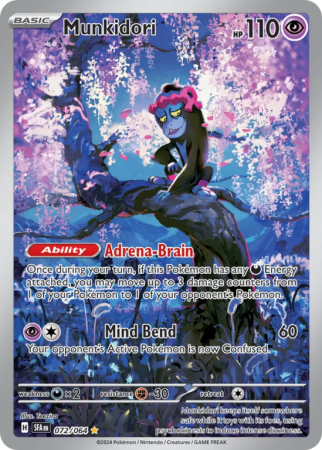 Pokémonkaart Munkidori nummer 72/64 uit de set Shrouded Fable (Scarlet & Violet)