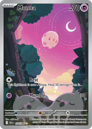Pokémonkaart Munna nummer 116/86 uit de set Black Bolt (Scarlet & Violet)