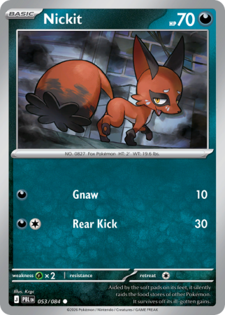 Pokémonkaart Nickit nummer 53/84 uit de set Pitch Black (Mega Evolution)