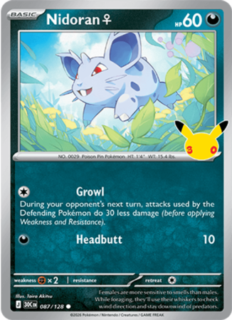 Pokémonkaart Nidoran♀ nummer 087/128 uit de set 30th Celebration (Mega Evolution)