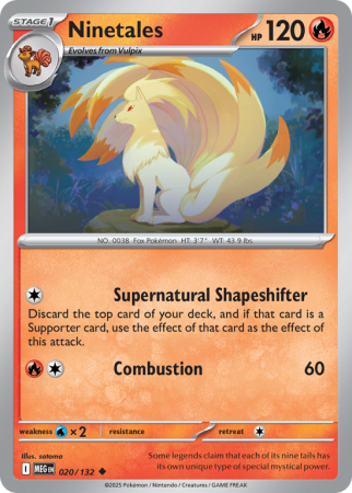 Pokémonkaart Ninetales nummer 20/132 uit de set Mega Evolution