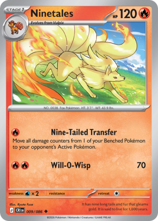 Pokémonkaart Ninetales nummer 9/86
