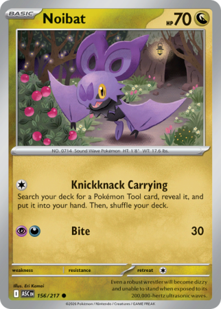 Pokémonkaart Noibat nummer 156/217