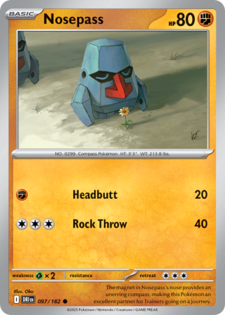 Pokémonkaart Nosepass nummer 97/182 uit de set Destined Rivals (Scarlet & Violet)