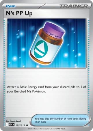 Pokémonkaart N's PP Up nummer 195/217