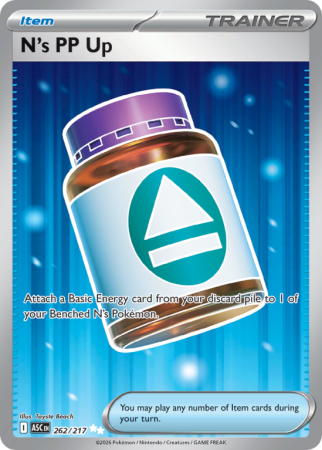 Pokémonkaart N's PP Up nummer 262/217 uit de set Ascended Heroes (Mega Evolution)