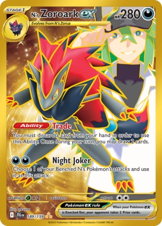 Pokémonkaart N's Zoroark ex nummer 189/159