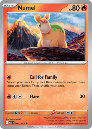 Pokémonkaart Numel nummer 21/132 uit de set Mega Evolution