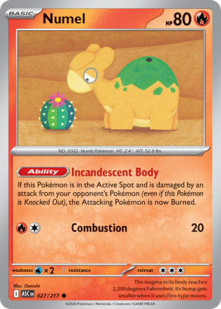 Pokémonkaart Numel nummer 27/217 uit de set Ascended Heroes (Mega Evolution)