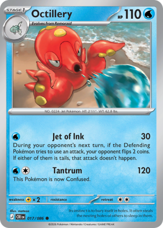 Pokémonkaart Octillery nummer 17/86 uit de set Chaos Rising (Mega Evolution)