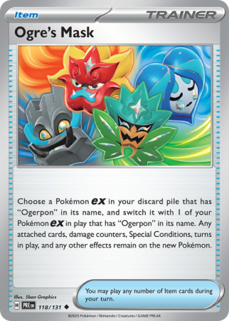 Pokémonkaart Ogre's Mask nummer 118/131 uit de set Prismatic Evolutions (Scarlet & Violet)