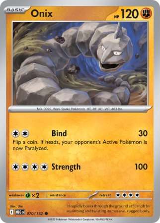 Pokémonkaart Onix nummer 70/132 uit de set Mega Evolution