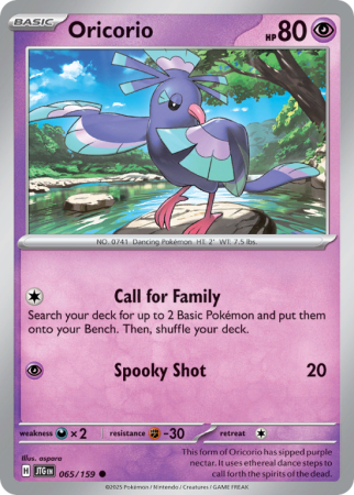 Pokémonkaart Oricorio nummer 65/159 uit de set Journey Together (Scarlet & Violet)