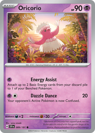 Pokémonkaart Oricorio nummer 89/191 uit de set Surging Sparks (Scarlet & Violet)
