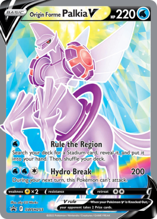 Pokémonkaart Origin Forme Palkia V nummer SWSH253/103 uit de set SWSH Black Star Promos (Sword & Shield)
