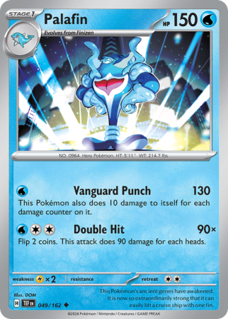 Pokémonkaart Palafin nummer 49/162 uit de set Temporal Forces (Scarlet & Violet)