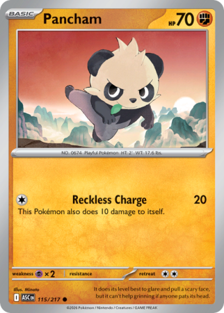 Pokémonkaart Pancham nummer 115/217 uit de set Ascended Heroes (Mega Evolution)