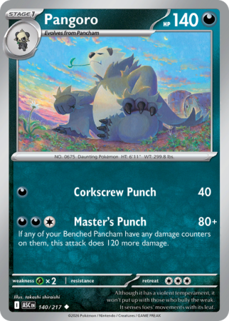 Pokémonkaart Pangoro nummer 140/217 uit de set Ascended Heroes (Mega Evolution)