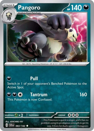 Pokémonkaart Pangoro nummer 93/142 uit de set Stellar Crown (Scarlet & Violet)