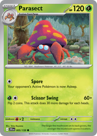 Pokémonkaart Parasect nummer 5/159 uit de set Journey Together (Scarlet & Violet)