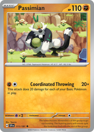 Pokémonkaart Passimian nummer 111/191 uit de set Surging Sparks (Scarlet & Violet)