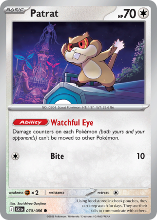 Pokémonkaart Patrat nummer 70/86