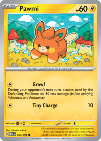 Pokémonkaart Pawmi nummer 32/94 uit de set Phantasmal Flames (Mega Evolution)