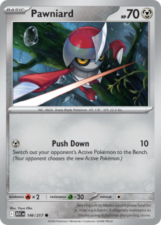 Pokémonkaart Pawniard nummer 146/217 uit de set Ascended Heroes (Mega Evolution)