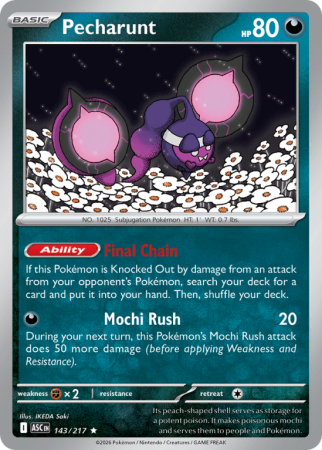 Pokémonkaart Pecharunt nummer 143/217