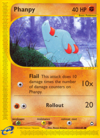 Phanpy 100/186 E-Card Aquapolis