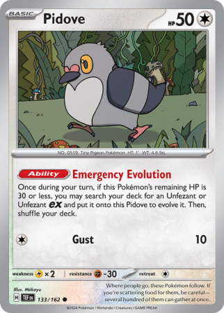 Pokémonkaart Pidove nummer 133/162