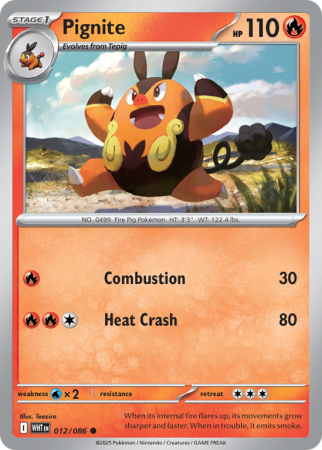 Pokémonkaart Pignite nummer 12/86