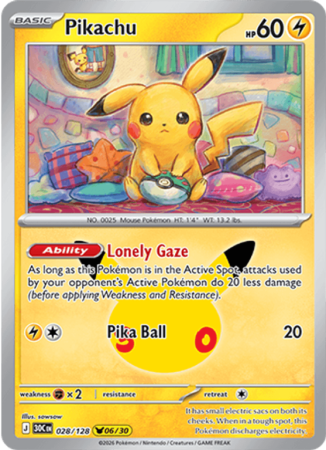 Pokémonkaart Pikachu nummer 028/128 uit de set 30th Celebration (Mega Evolution)