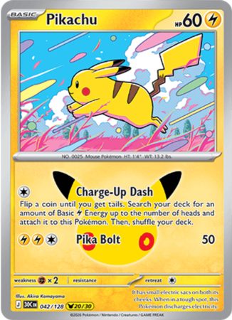 Pokémonkaart Pikachu nummer 042/128 uit de set 30th Celebration (Mega Evolution)