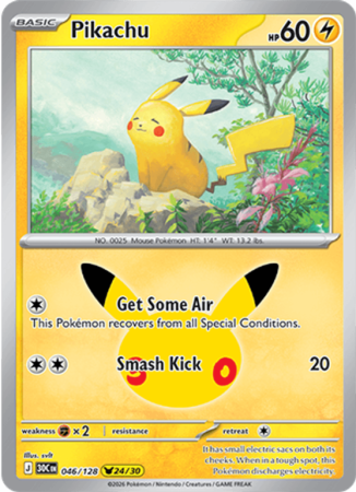Pokémonkaart Pikachu nummer 046/128 uit de set 30th Celebration (Mega Evolution)